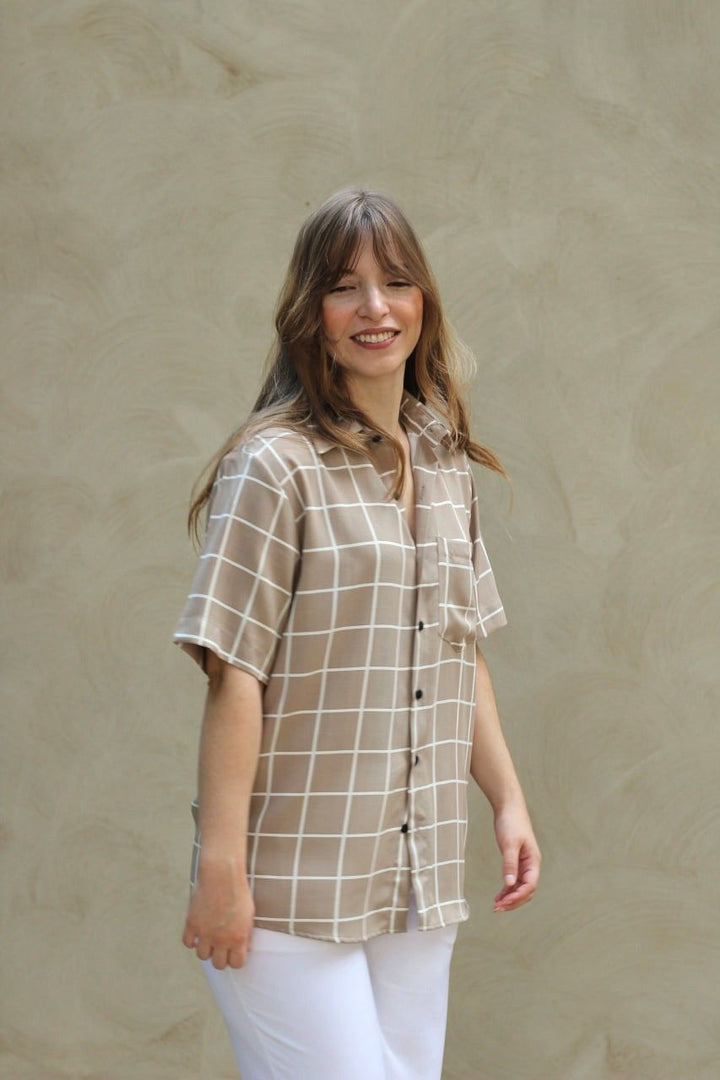 Camisa Grid Bege
