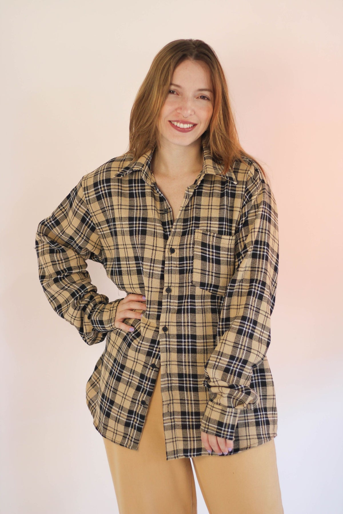 Camisa Xadrez Bege
