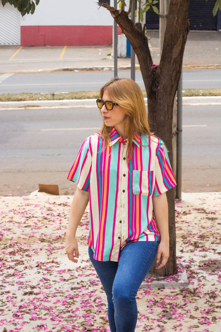 Camisa Listrada Max Rosa