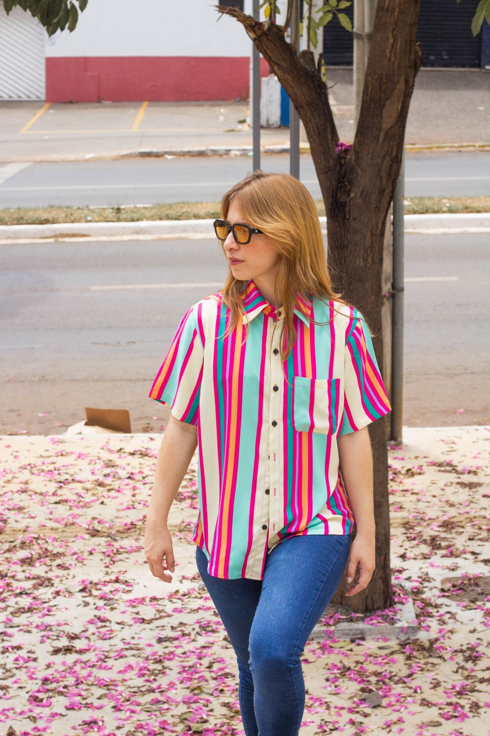Camisa Listrada Max Rosa
