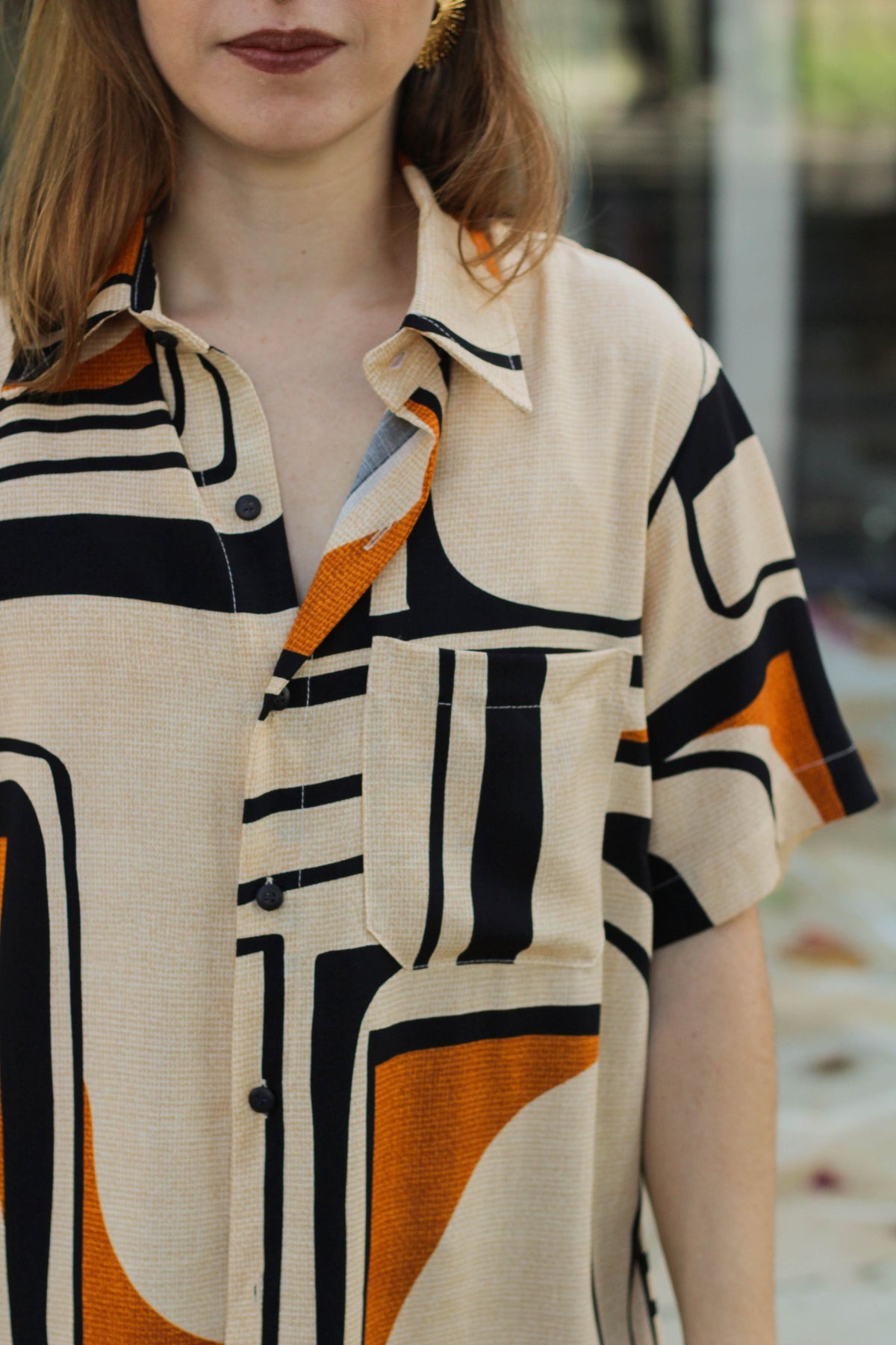 Camisa Geométrica Bege