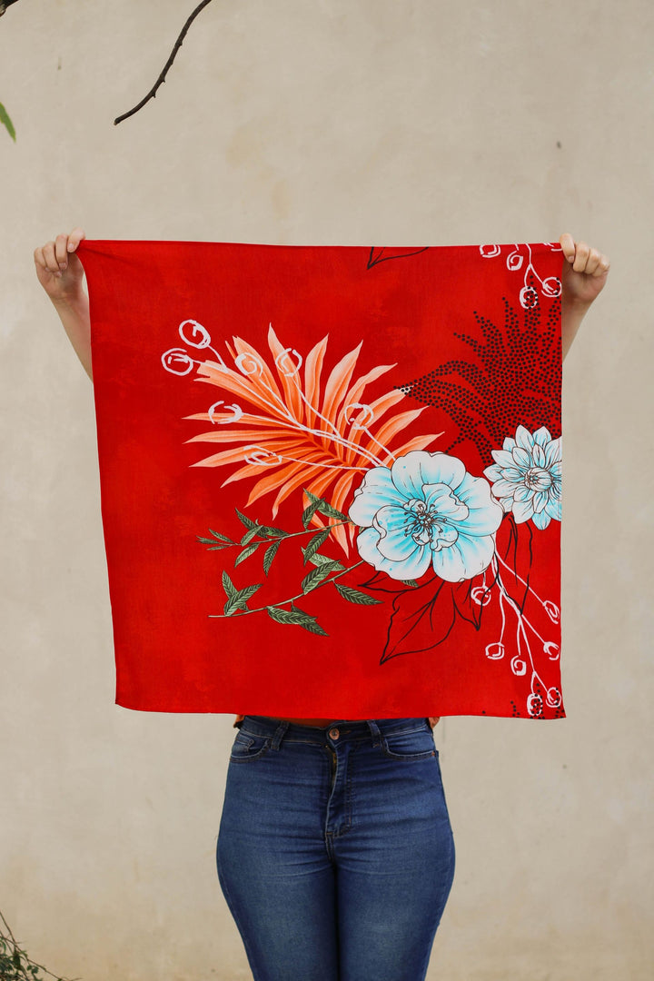 Lenço Floral Vermelho