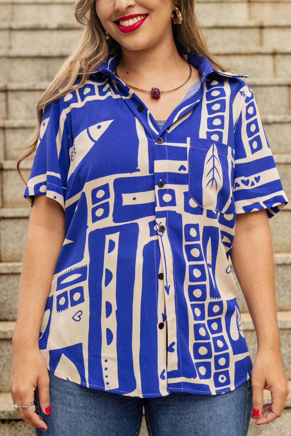 Camisa Cards azul