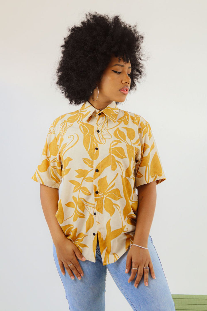 Camisa Floral Mostarda