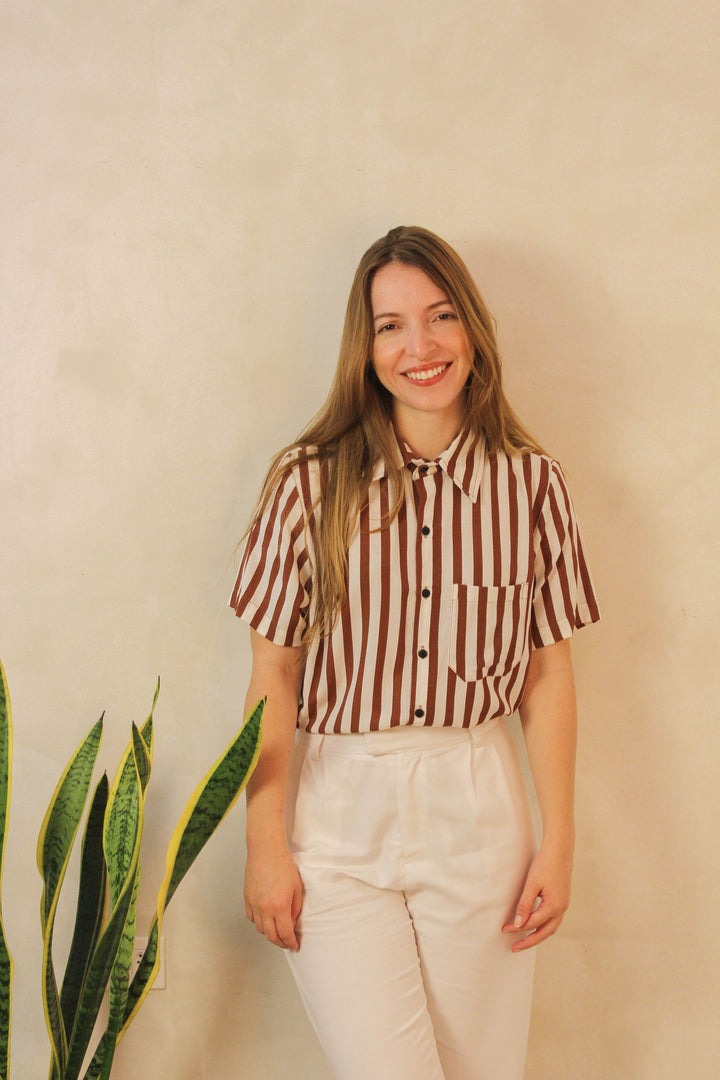 Camisa Listrada Marrom