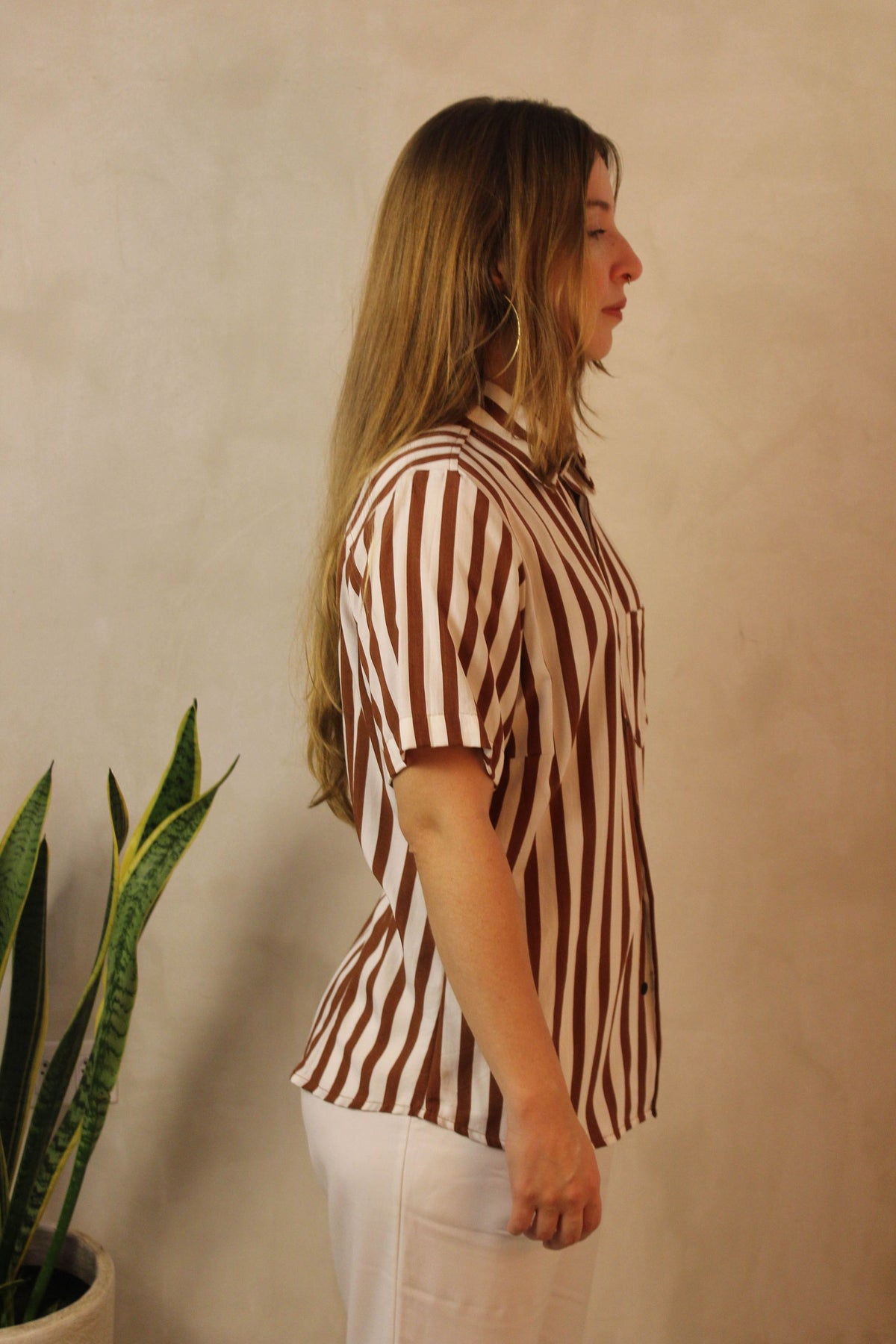 Camisa Listrada Marrom