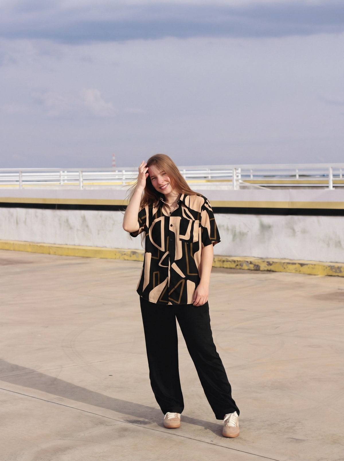 Camisa Geométrica Preta