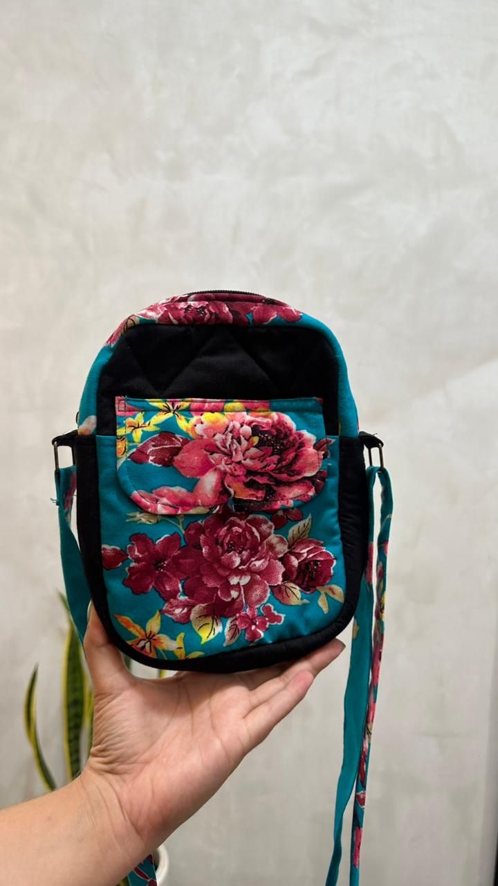 Bolsa Mini Floral Azul