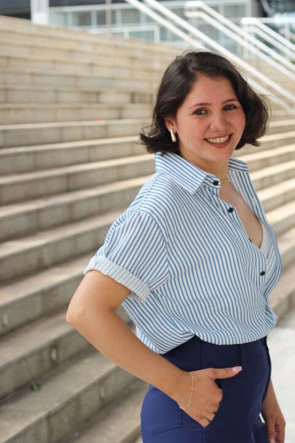 Camisa Listrada Azul Escuro