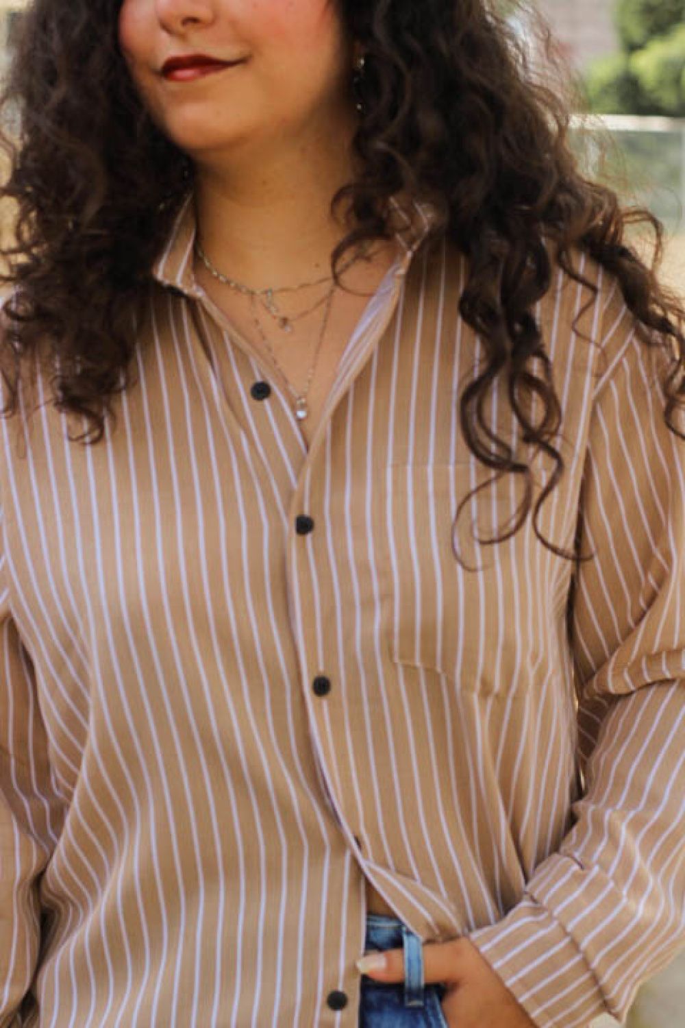 Camisa Listrada Bege