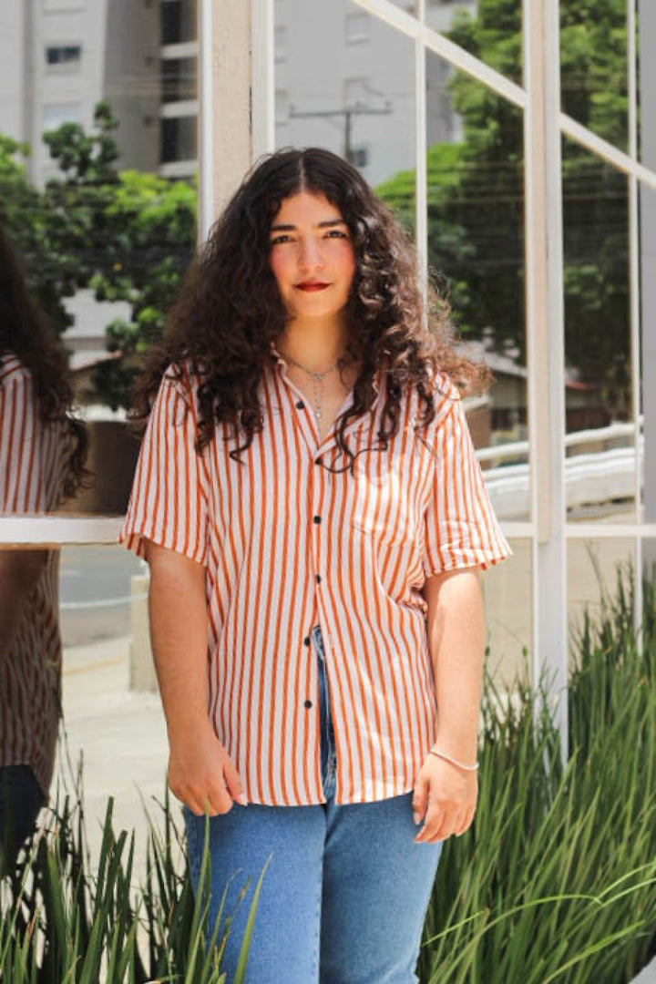 Camisa Listrada Laranja
