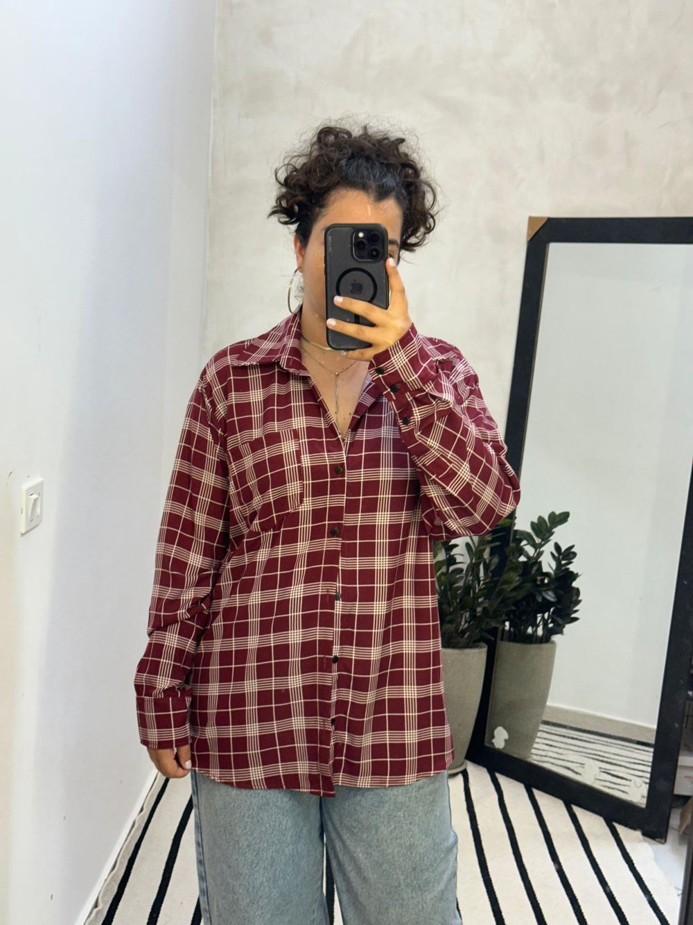 Camisa Xadrez Vinho - Manga Longa