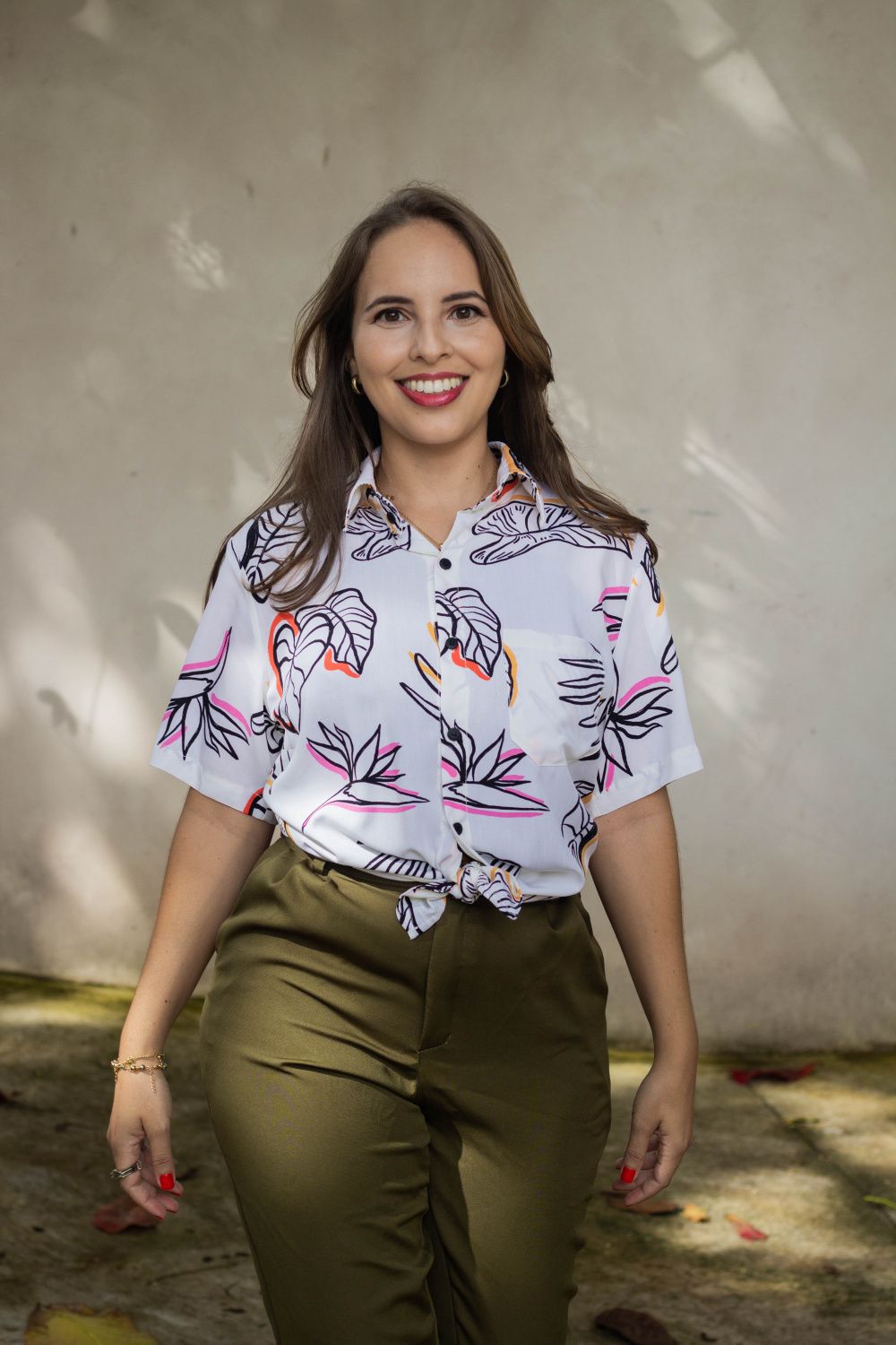 Camisa Folhas Brancas