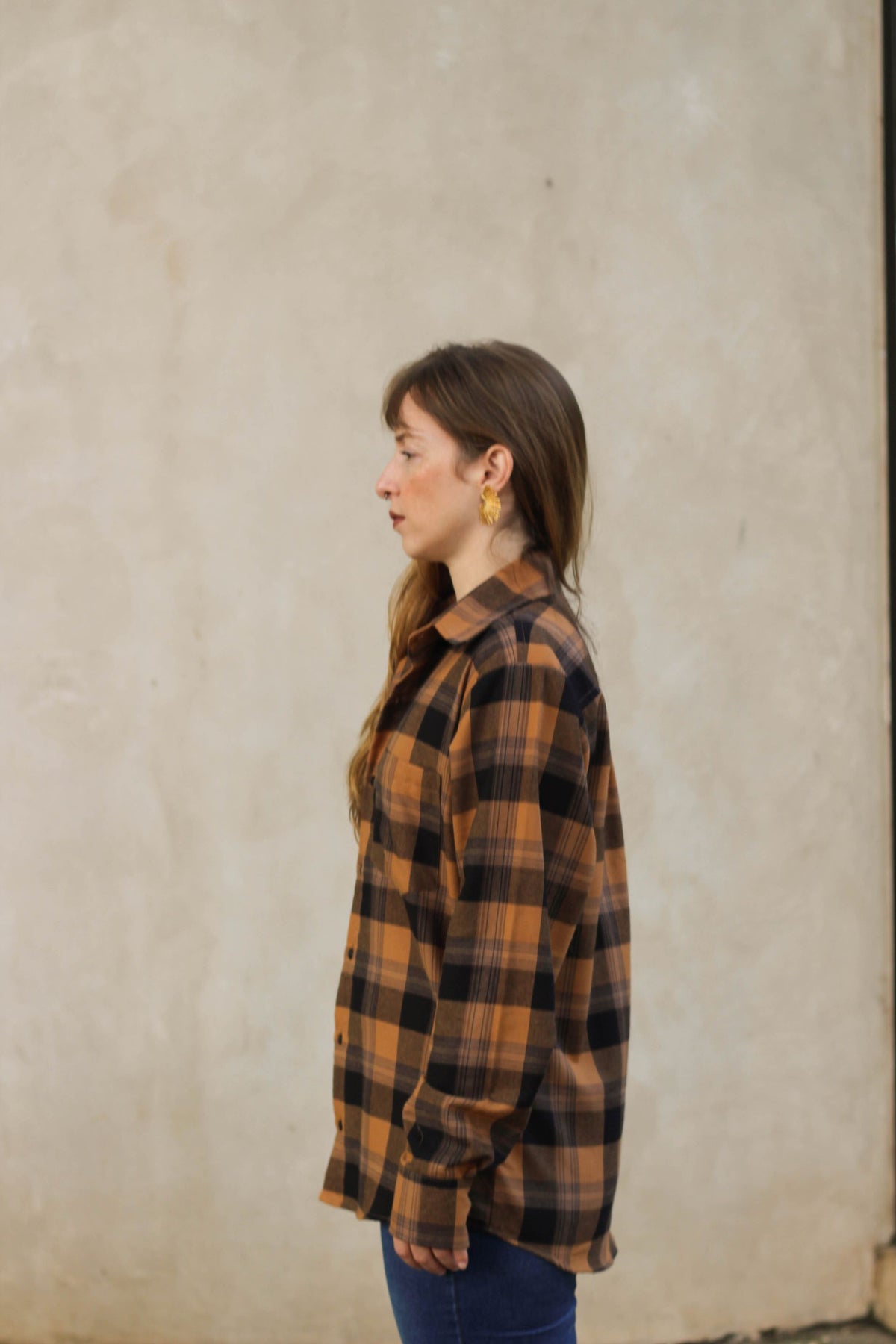 Camisa Xadrez Marrom Escuro