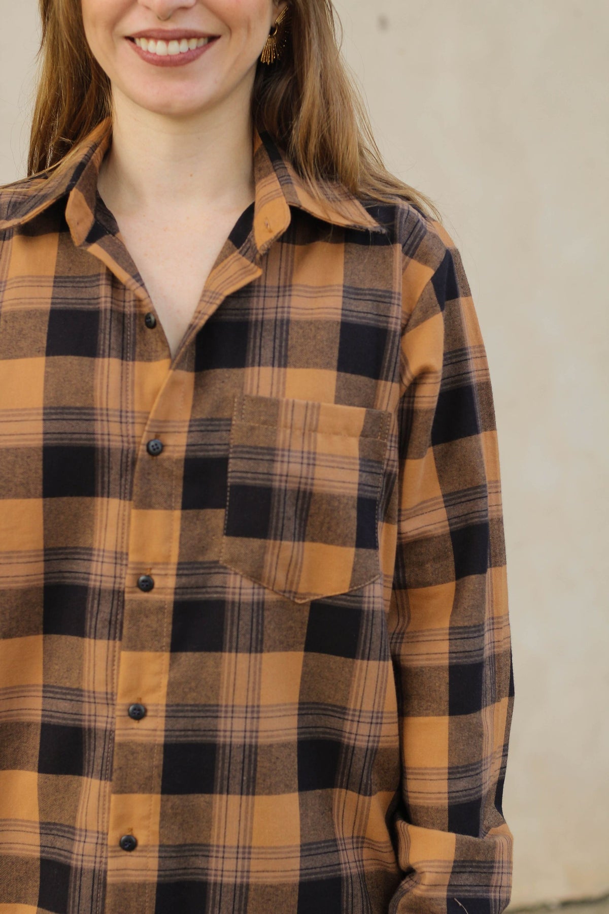 Camisa Xadrez Marrom Escuro