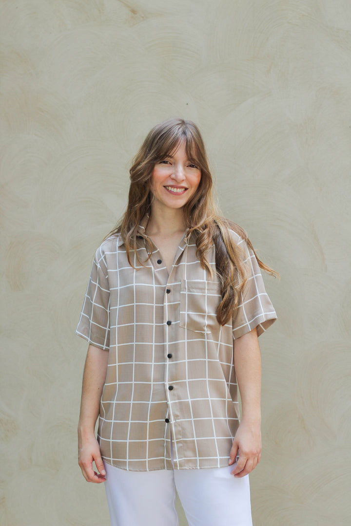 Camisa Grid Bege