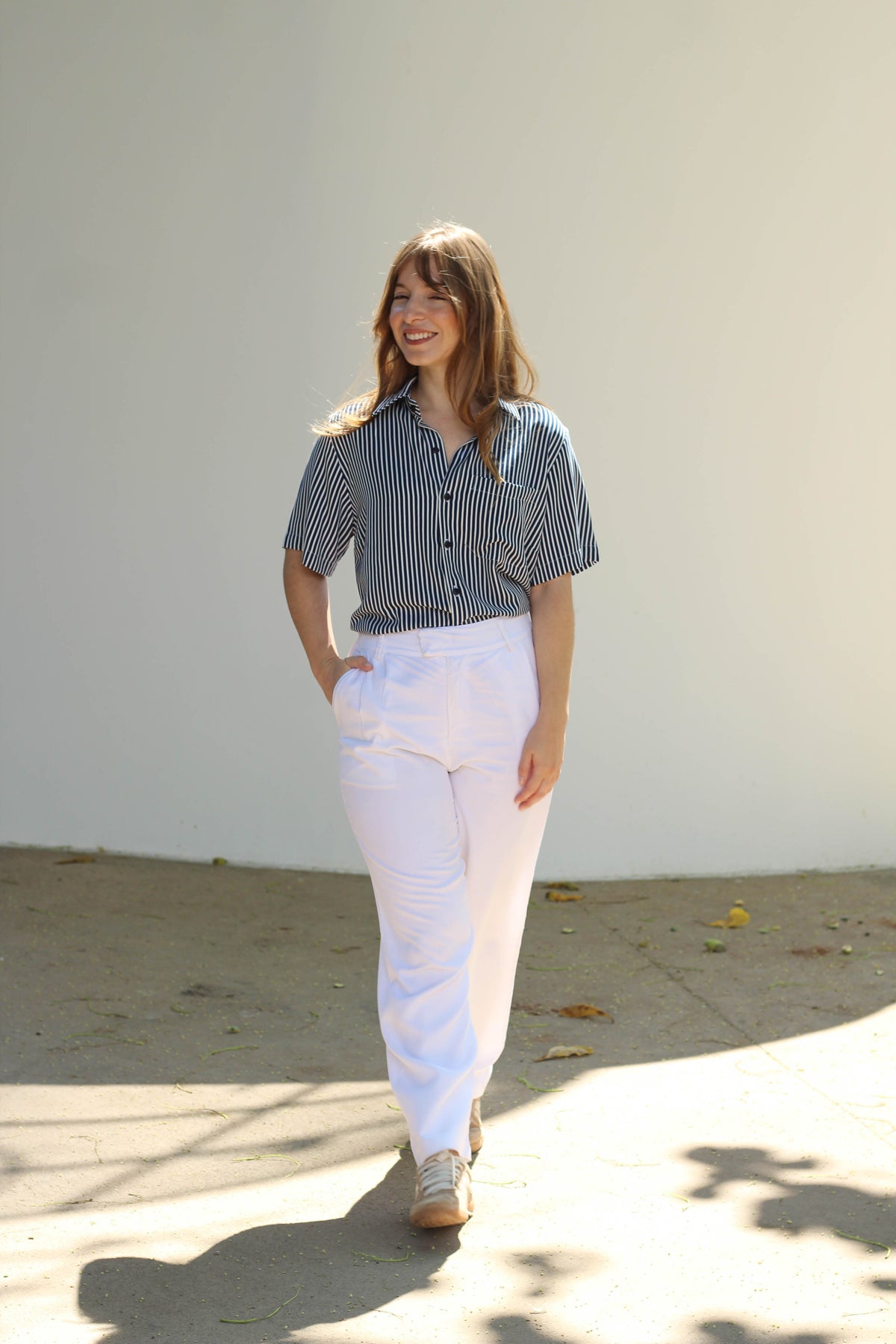Camisa Listrada Fina Azul