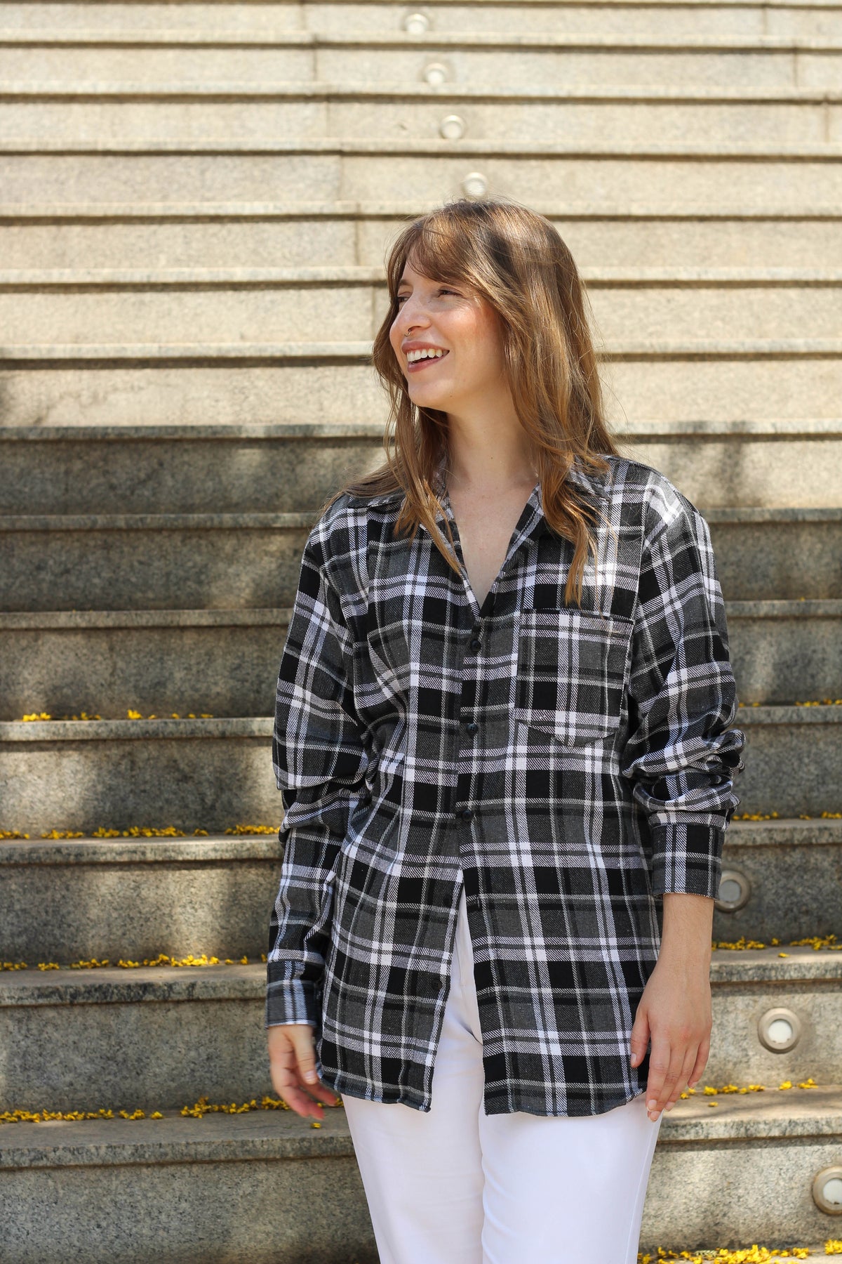 Camisa Xadrez Cinza